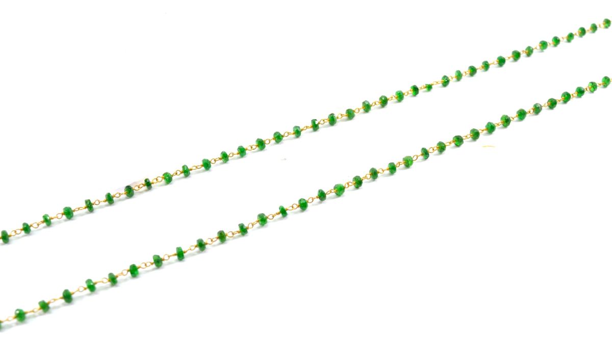14k Solid Gold Necklace With Natural Tsavorite Stone - SGGRC-194