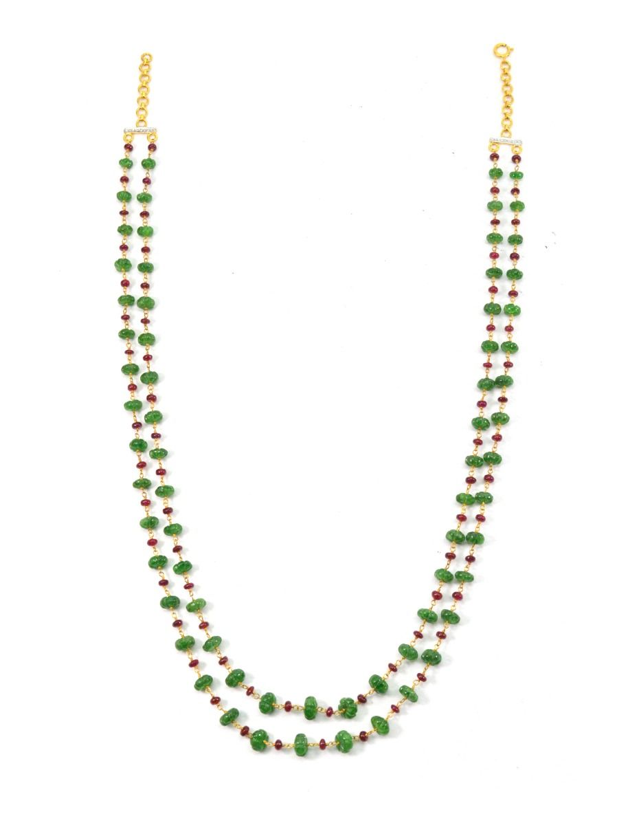 14k Solid yellow Gold Necklace With Emerald Stone In 4-6 MM