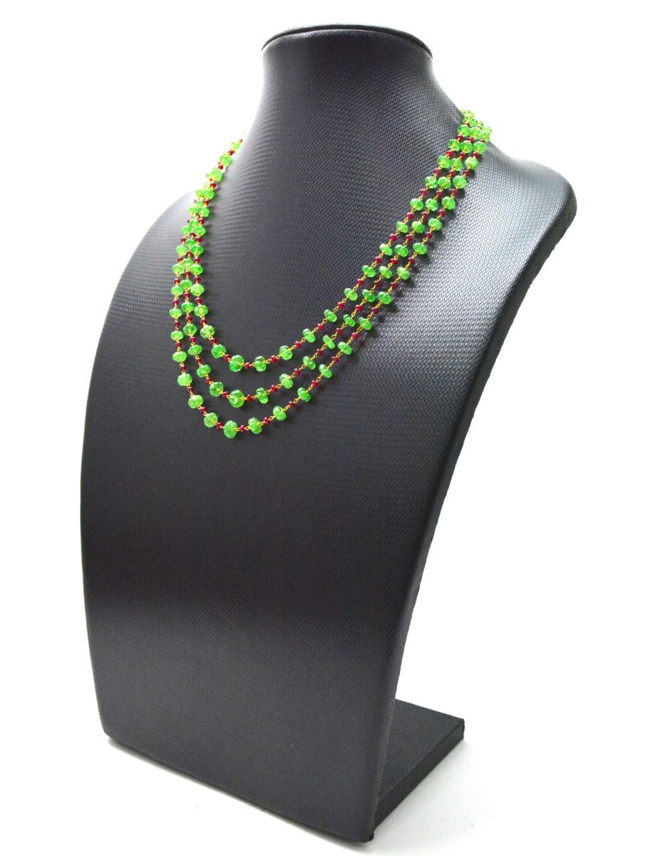 14k Solid yellow Gold Necklace - Natural Emerald, 4-6MM