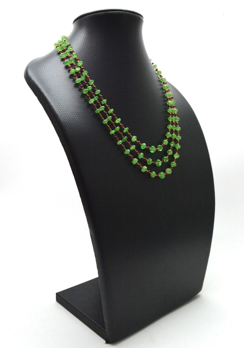 14k Solid yellow Gold Necklace - Natural Emerald, 4-6MM