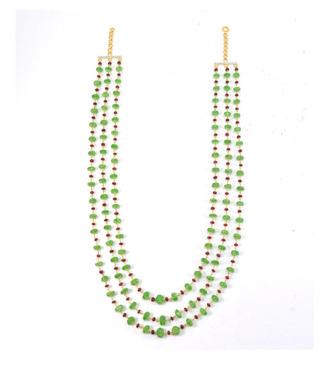 14k Solid yellow Gold Necklace - Natural Emerald, 4-6MM,  SGGRC-196