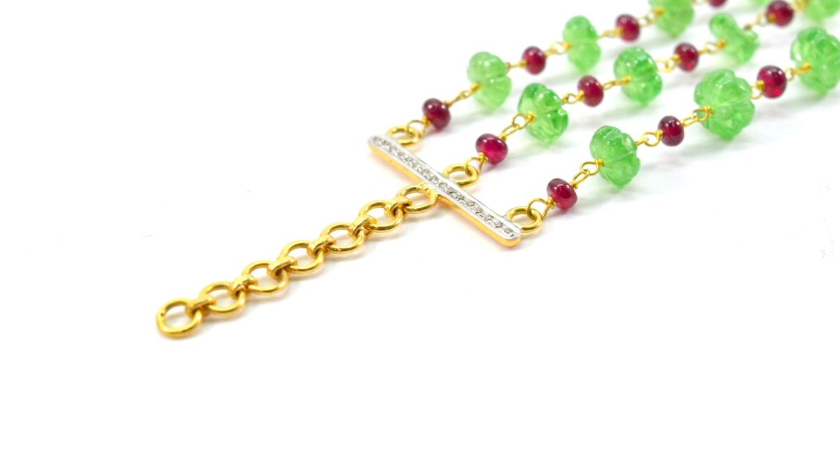 14k Solid yellow Gold Necklace - Natural Emerald, 4-6MM,  SGGRC-196