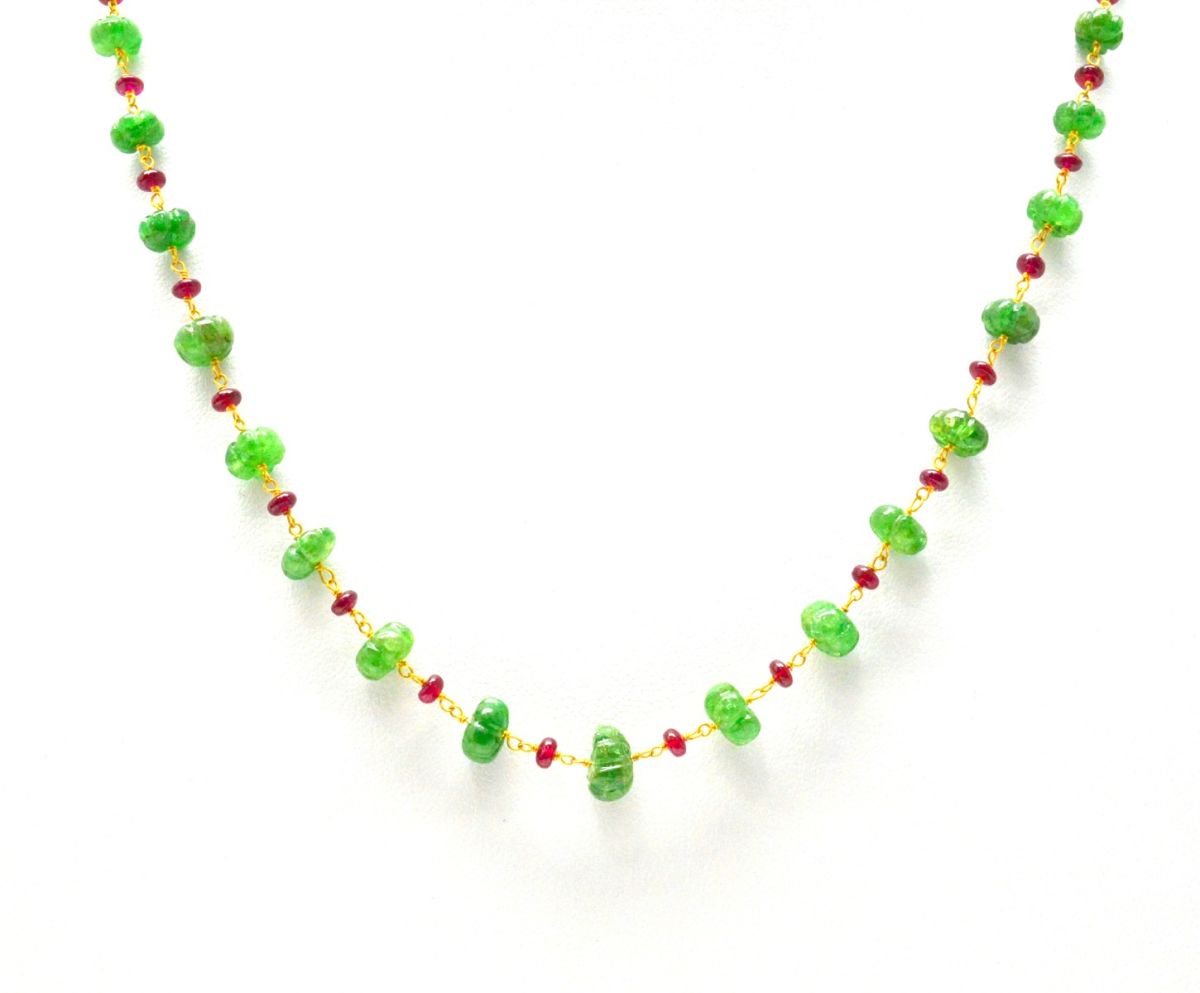 14k Solid yellow Gold Necklace In Roundel Shape - 4 -7MM