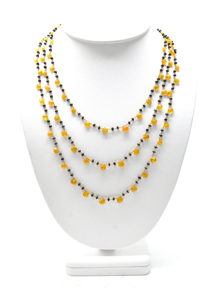 14k Solid yellow Gold Necklace With Sapphire, Ruby Stone , 2.50 MM