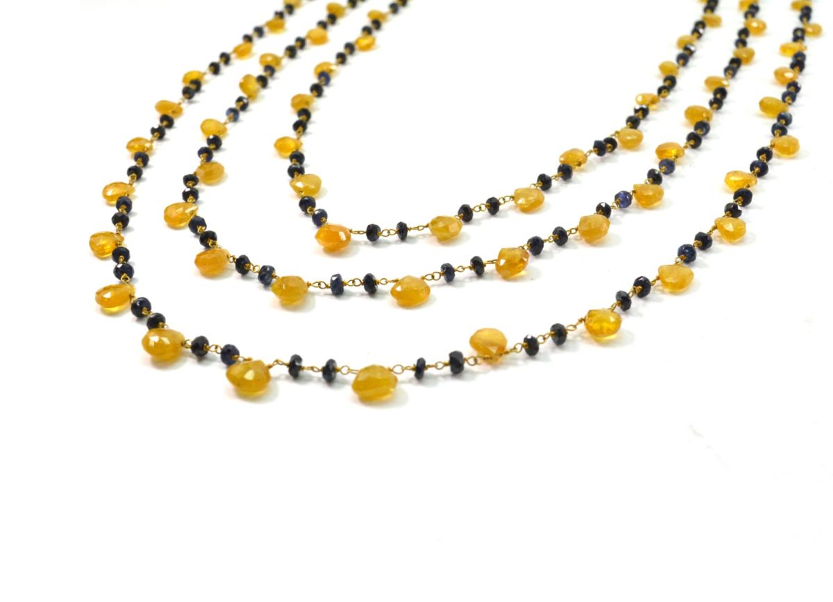 14k Solid yellow Gold Necklace With Sapphire, Ruby Stone , 2.50 MM -  SGGRC-200