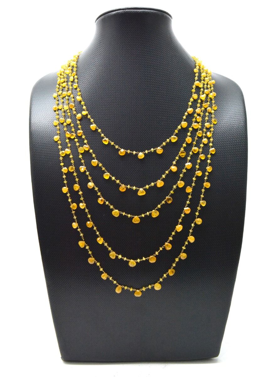 14k Solid yellow Gold Necklace - Natural Yellow Sapphire, 2.50MM - SGGRC-201