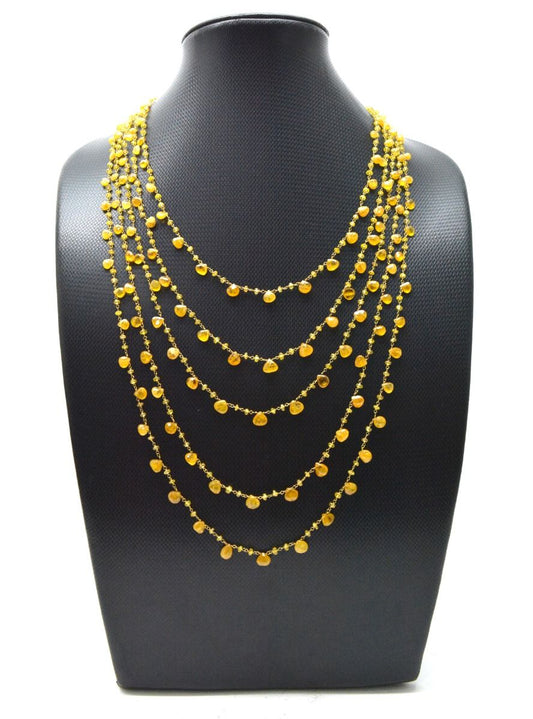 14k Solid yellow Gold Necklace - Natural Yellow Sapphire, 2.50MM