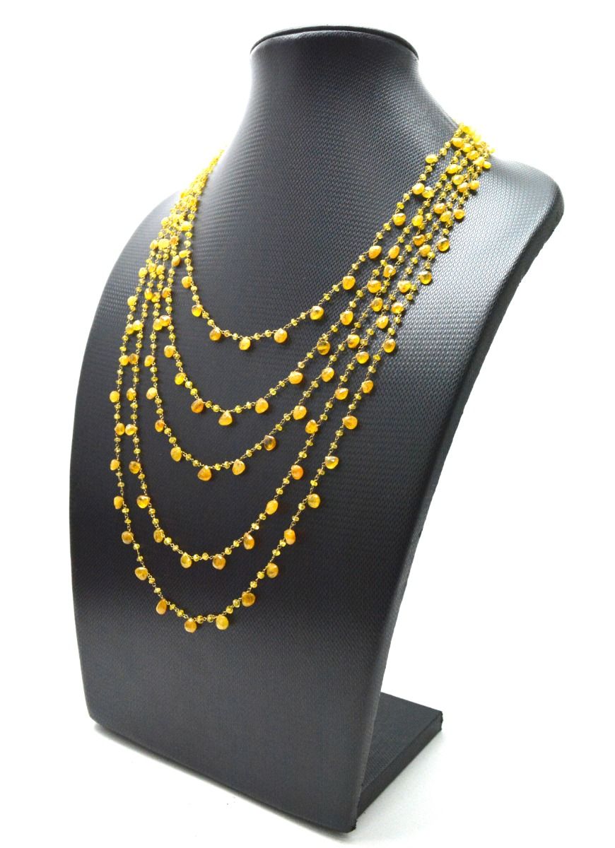 14k Solid yellow Gold Necklace - Natural Yellow Sapphire, 2.50MM - SGGRC-201