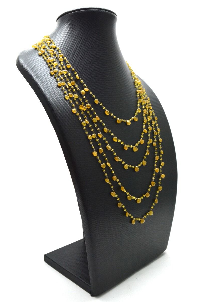 14k Solid yellow Gold Necklace - Natural Yellow Sapphire, 2.50MM