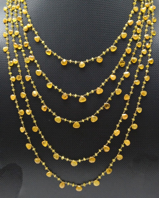 14k Solid yellow Gold Necklace - Natural Yellow Sapphire, 2.50MM - SGGRC-201 - view 3