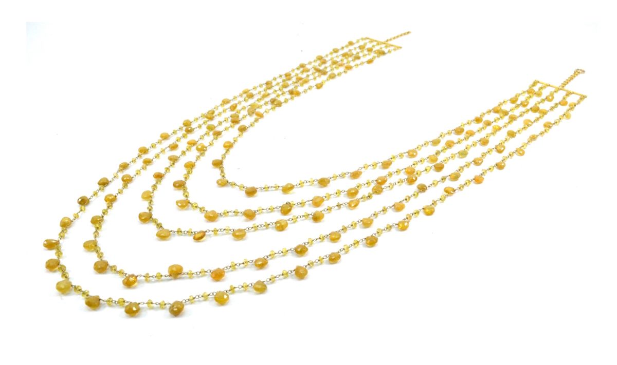 14k Solid yellow Gold Necklace - Natural Yellow Sapphire, 2.50MM