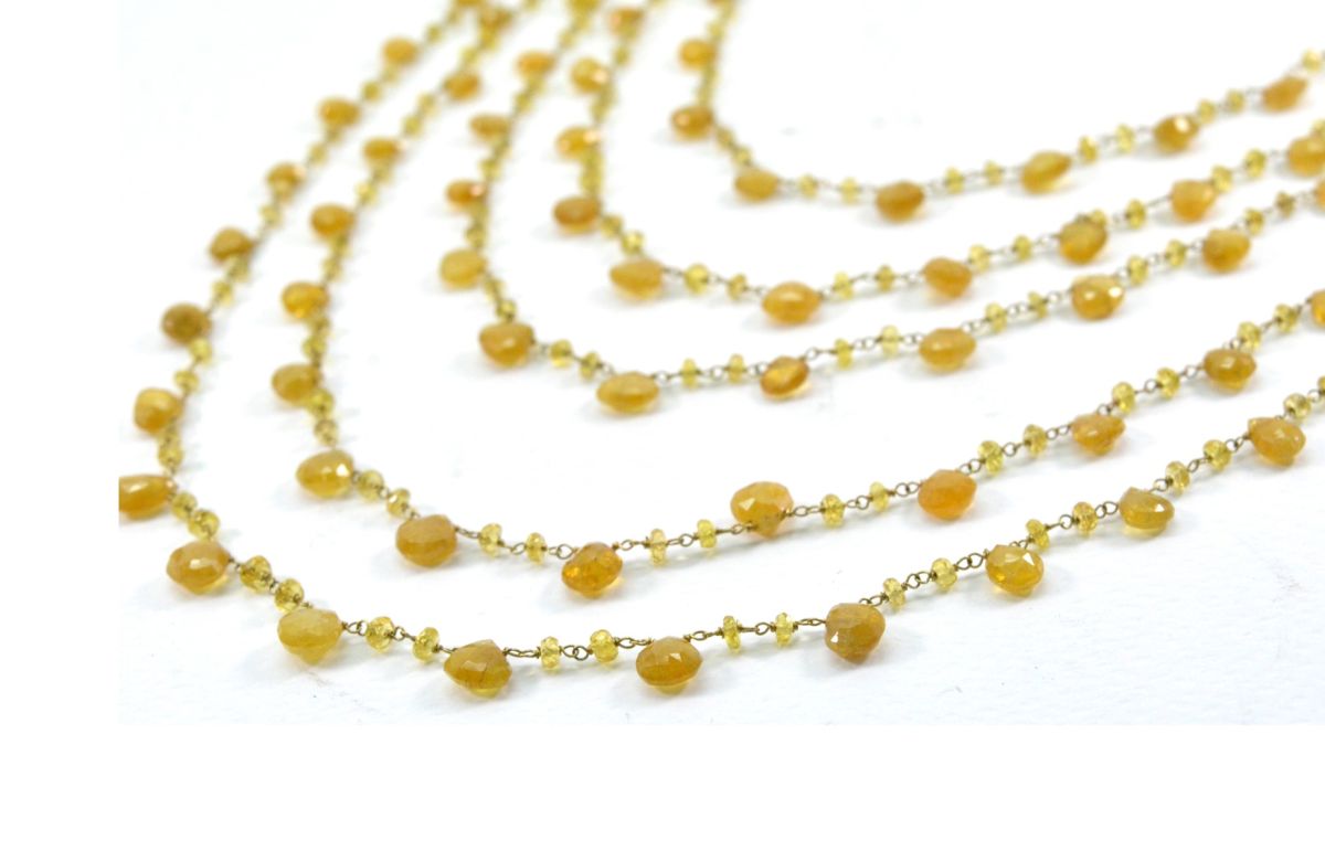 14k Solid yellow Gold Necklace - Natural Yellow Sapphire, 2.50MM - SGGRC-201