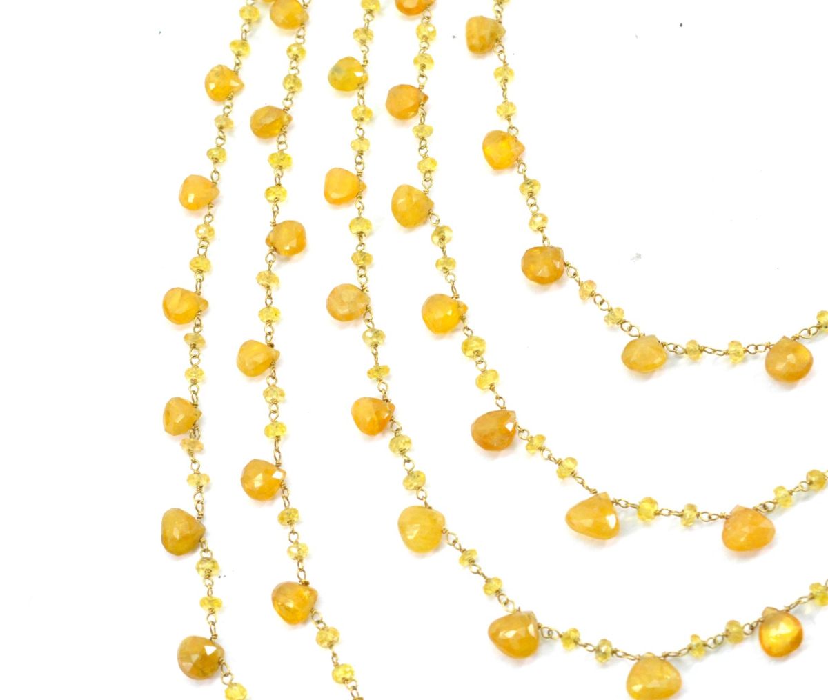 14k Solid yellow Gold Necklace - Natural Yellow Sapphire, 2.50MM