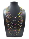 Lovely 14k Solid yellow Gold Necklace With Natural Ruby, Emerald, Sapphire Stones