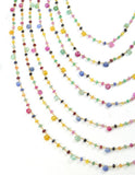 Lovely 14k Solid yellow Gold Necklace With Natural Ruby, Emerald, Sapphire Stones - SGGRC-202