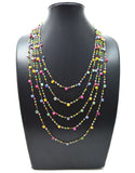 14k Solid yellow Gold Necklace Studded With Ruby, Emerald Stone