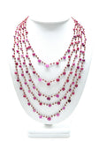 14k Solid yellow Gold Necklace - Natural Ruby Stones, 4.00x4.00-7.00x7.50mm - SGGRC-205