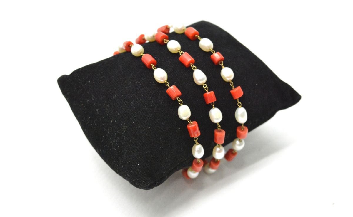 Wonderful 14k Solid yellow Gold Bracelet With Coral Stone -  SGGRC-211