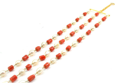 Wonderful 14k Solid yellow Gold Bracelet With Coral Stone -  SGGRC-211 - view 3