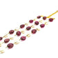 14k Solid yellow Gold Necklace With Pearl, Rubelite Stone