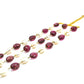 14k Solid yellow Gold Necklace With Pearl, Rubelite Stone - SGGRC-213