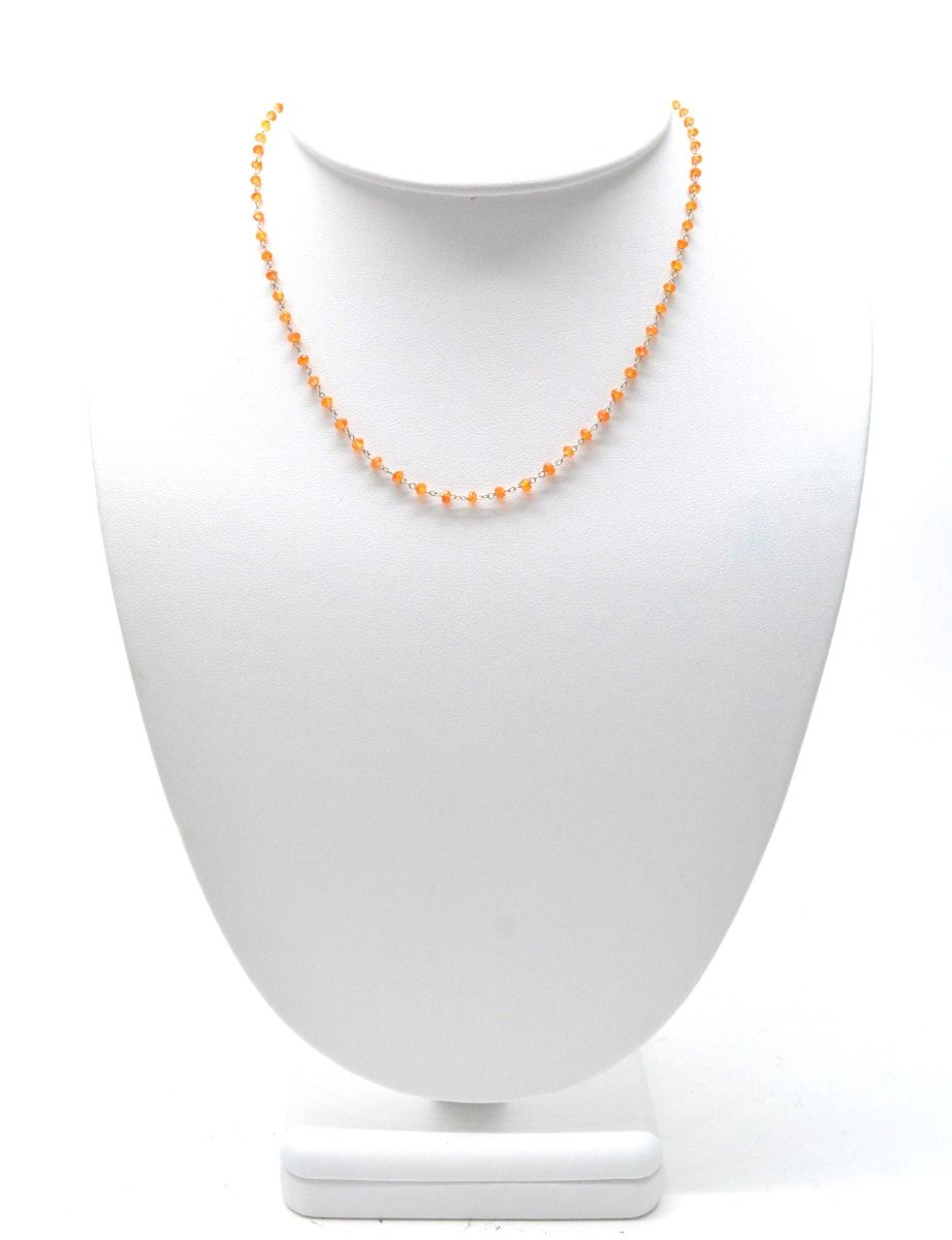 14k Solid yellow Gold Necklace With Natural Cornelian Stones - 2.50 MM, SGGRC-217