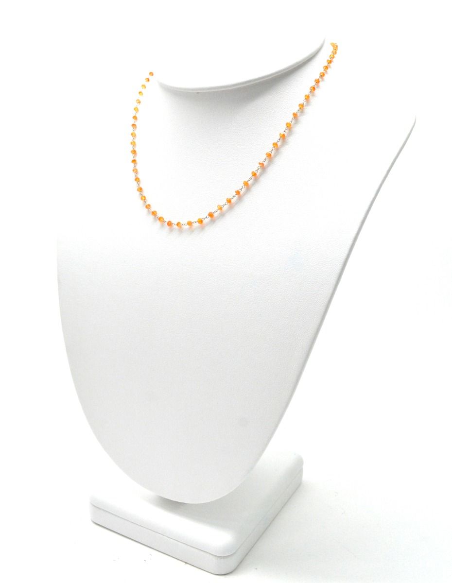 14k Solid yellow Gold Necklace With Natural Cornelian Stones - 2.50 MM, SGGRC-217