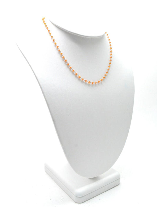 14k Solid yellow Gold Necklace With Natural Cornelian Stones - 2.50 MM - view 3