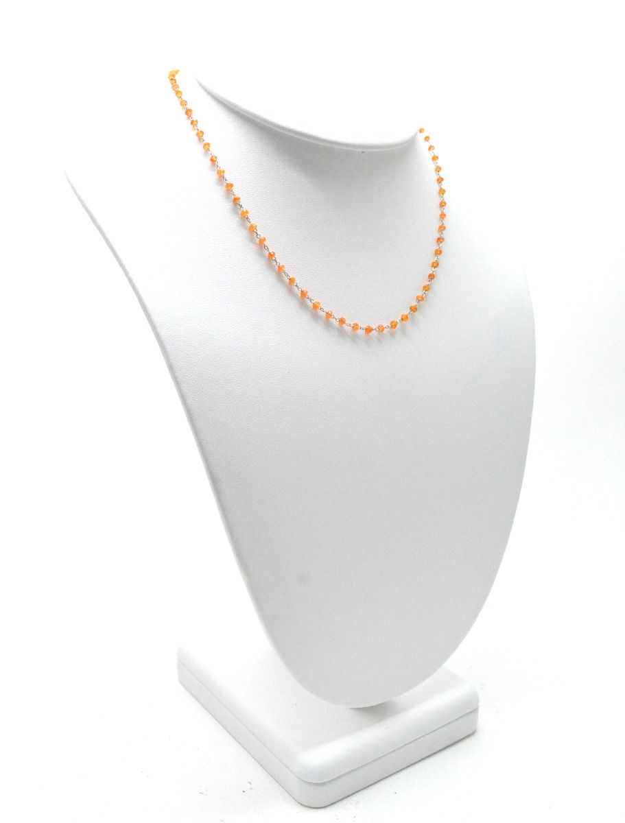 14k Solid yellow Gold Necklace With Natural Cornelian Stones - 2.50 MM, SGGRC-217