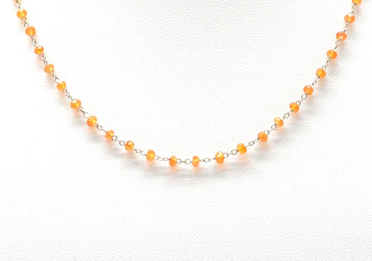 14k Solid yellow Gold Necklace With Natural Cornelian Stones - 2.50 MM