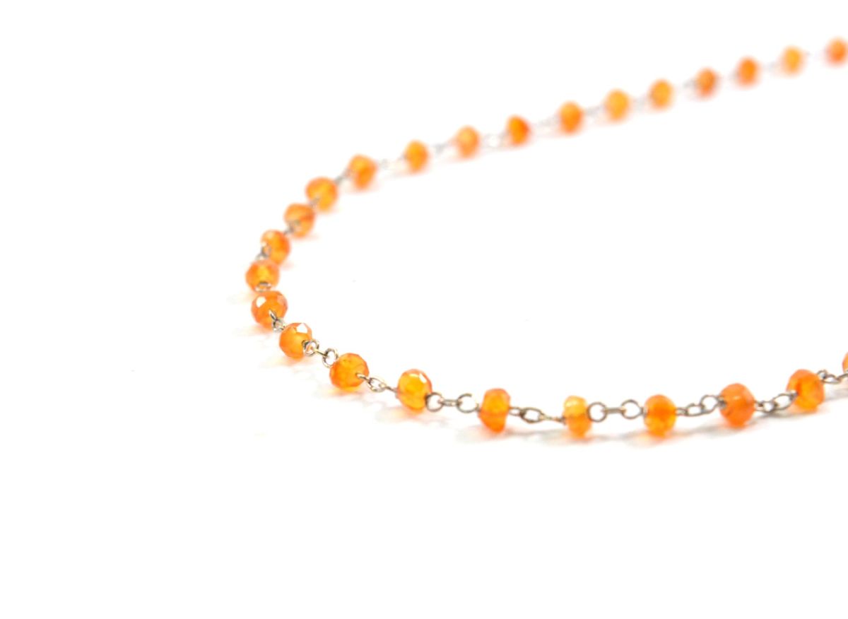 14k Solid yellow Gold Necklace With Natural Cornelian Stones - 2.50 MM, SGGRC-217