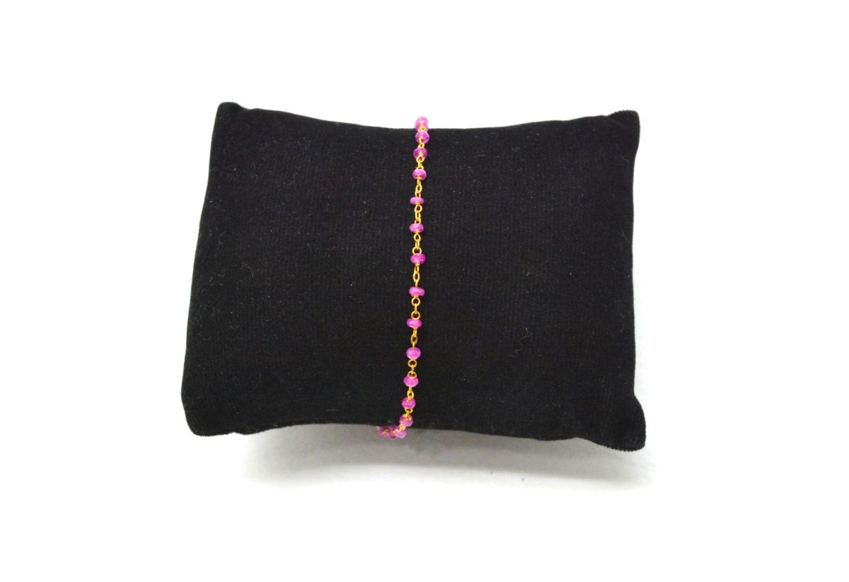 14k Solid yellow Gold Necklace Studded With Pink Sapphire Stone - SGGRC-218