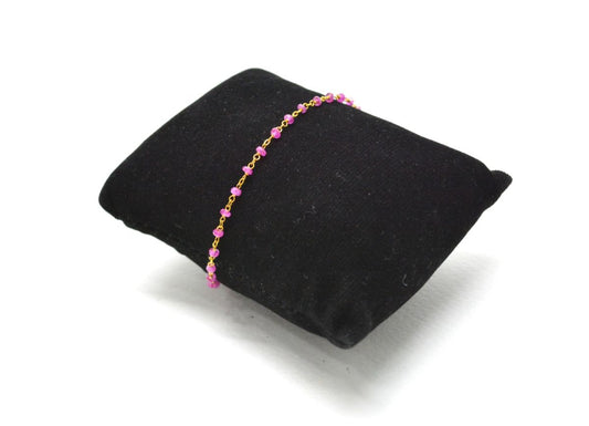 14k Solid yellow Gold Necklace Studded With Pink Sapphire Stone - SGGRC-218