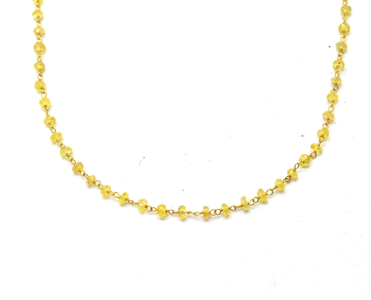 Wonderful 14k Solid yellow Gold Necklace With Yellow Sapphire Stones
