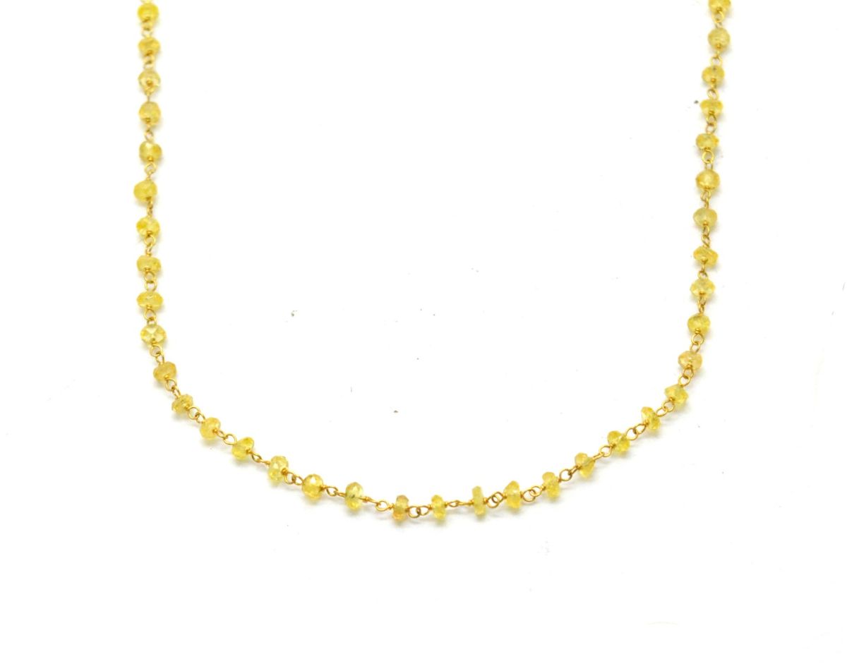 Wonderful 14k Solid yellow Gold Necklace With Yellow Sapphire Stones