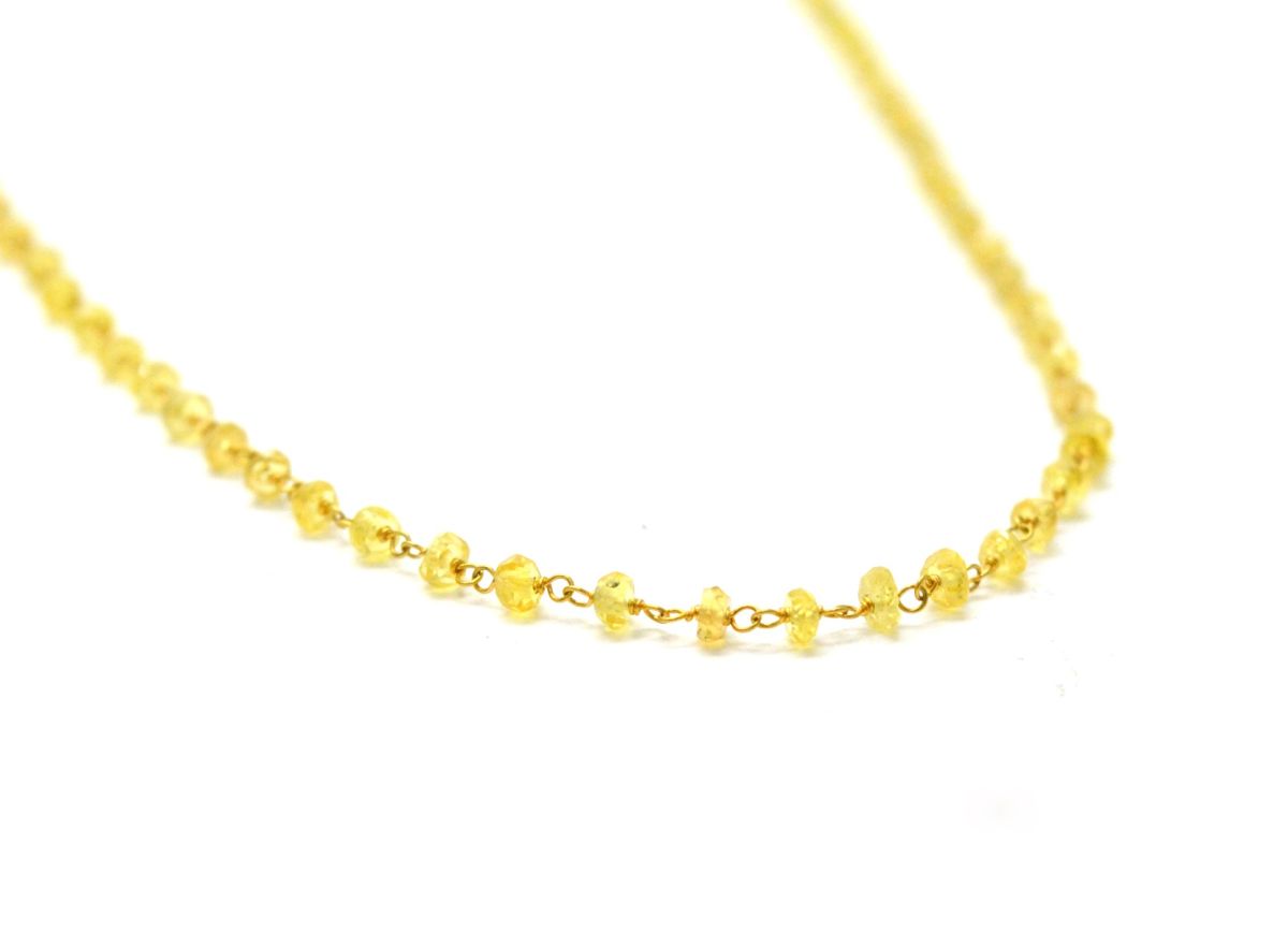 Wonderful 14k Solid yellow Gold Necklace With  Yellow Sapphire Stones - SGGRC-226