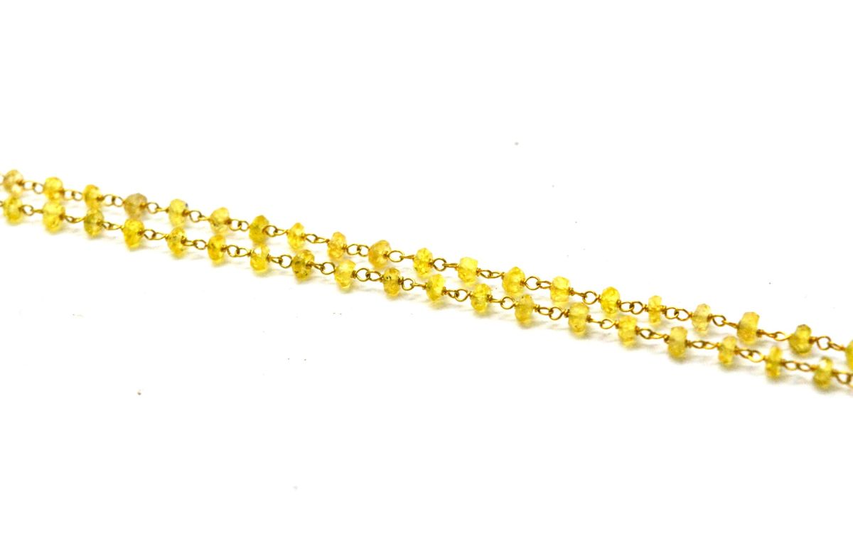 Wonderful 14k Solid yellow Gold Necklace With Yellow Sapphire Stones