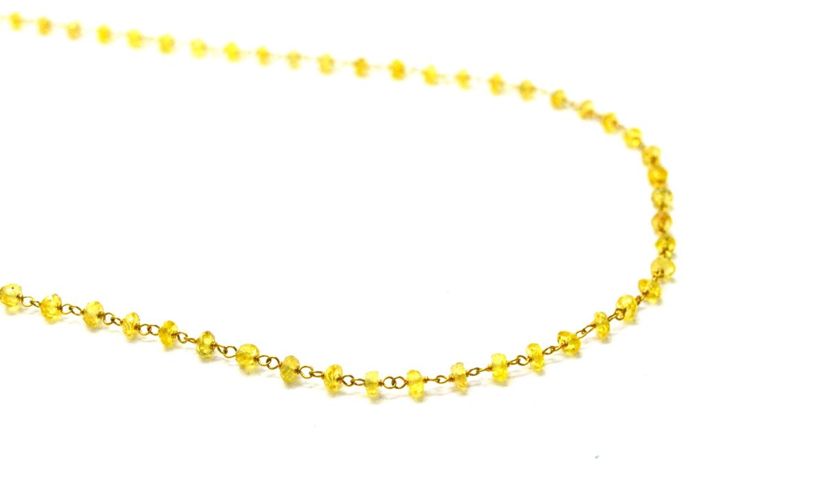 Wonderful 14k Solid yellow Gold Necklace With  Yellow Sapphire Stones - SGGRC-226