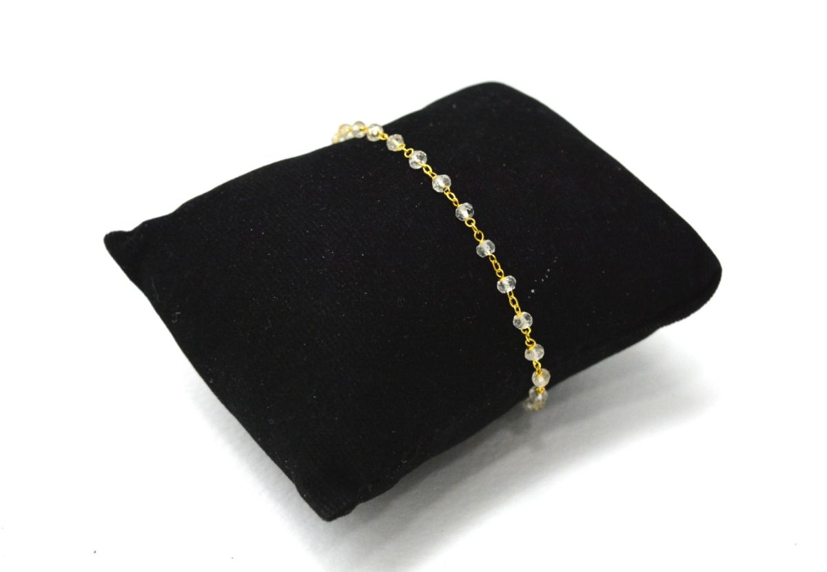 Lovely 14k Solid yellow Gold Necklace Studded With Crystal Stone - SGGRC-227