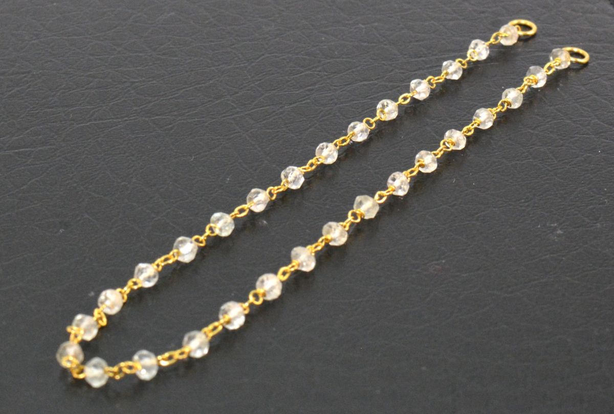 Lovely 14k Solid yellow Gold Necklace Studded With Crystal Stone - SGGRC-227