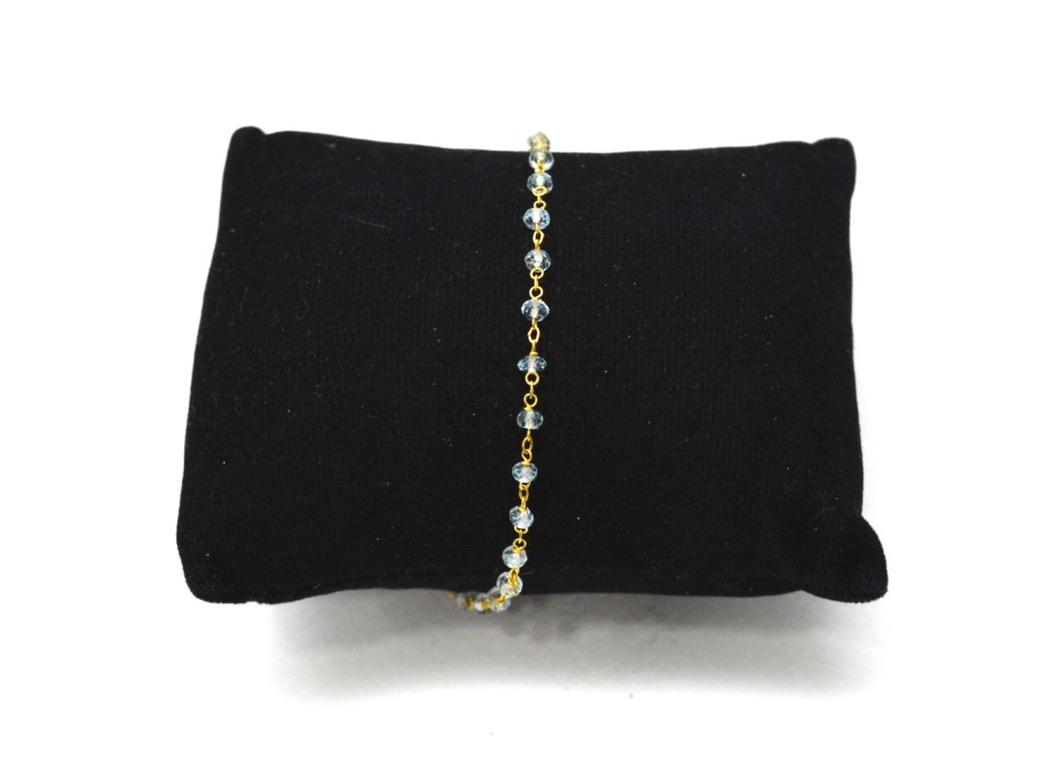 14k Solid yellow Gold Necklace - Natural Blue Topaz, 2.50 MM