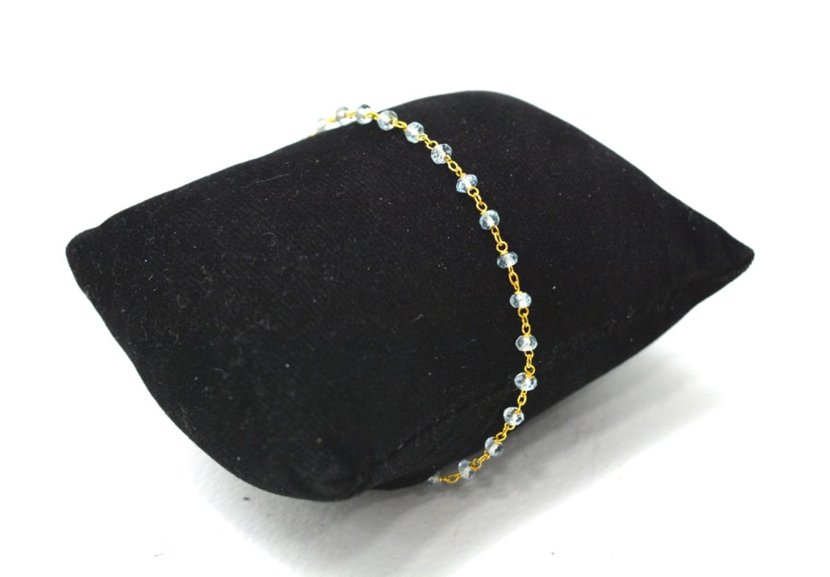 14k Solid yellow Gold Necklace - Natural Blue Topaz, 2.50 MM - SGGRC-228