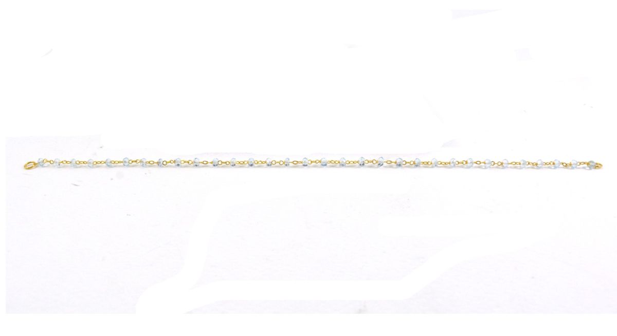 14k Solid yellow Gold Necklace - Natural Blue Topaz, 2.50 MM