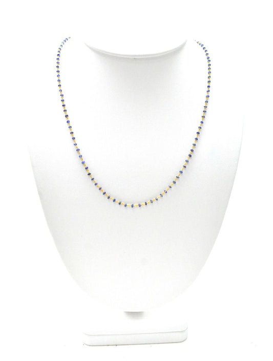 Stunning 14k Solid yellow Gold Necklace With Blue Sapphire In 2mm Size - view 3