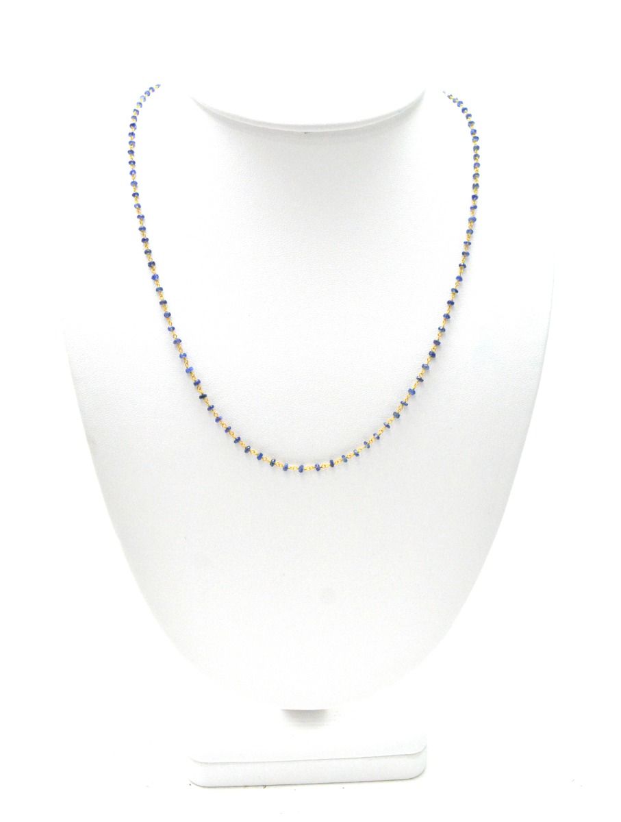 Stunning 14k Solid yellow Gold Necklace With Blue Sapphire In 2mm Size - SGGRC-229