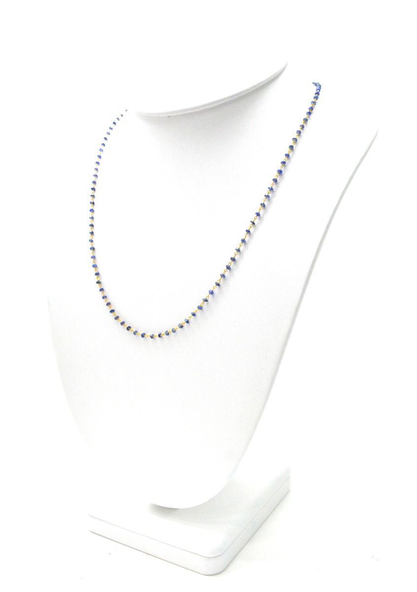 Stunning 14k Solid yellow Gold Necklace With Blue Sapphire In 2mm Size