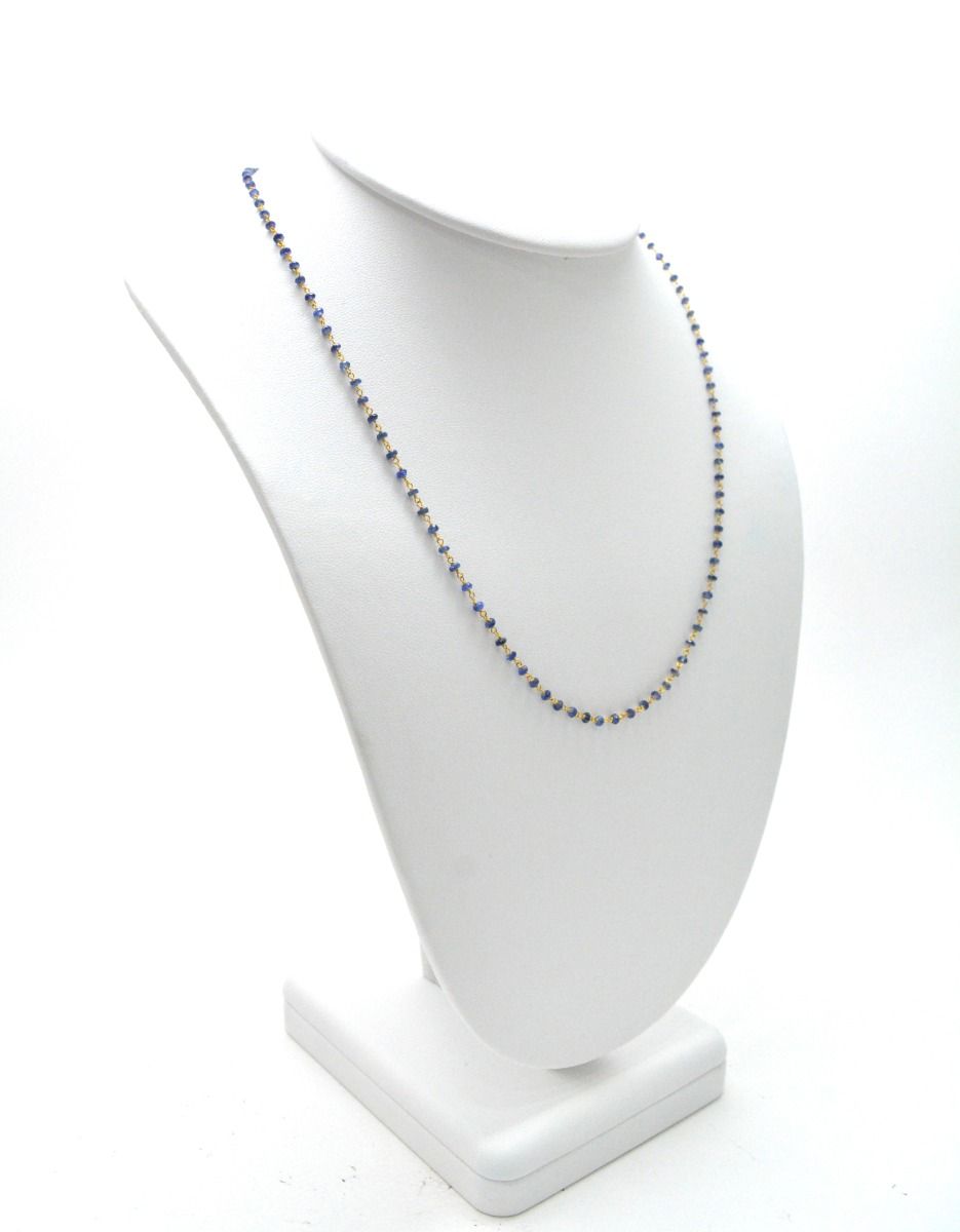 Stunning 14k Solid yellow Gold Necklace With Blue Sapphire In 2mm Size
