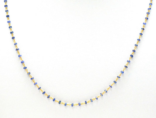 Stunning 14k Solid yellow Gold Necklace With Blue Sapphire In 2mm Size