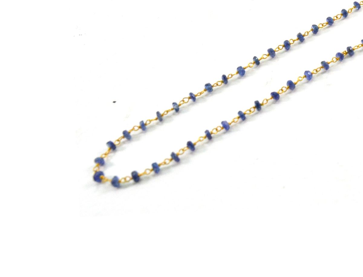Stunning 14k Solid yellow Gold Necklace With Blue Sapphire In 2mm Size - SGGRC-229