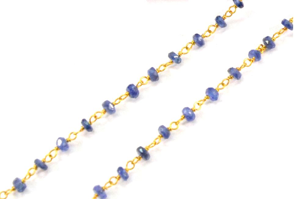 Stunning 14k Solid yellow Gold Necklace With Blue Sapphire In 2mm Size - SGGRC-229